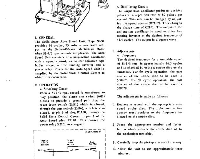 Seeburg- SAC1 -  Service Manual - Instruction Manual -  Wiring Diagram - Schematic - Operation Manual - Parts List