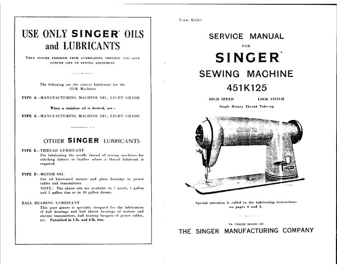 Singer-451K125-Service-Manual Repair Manual - English