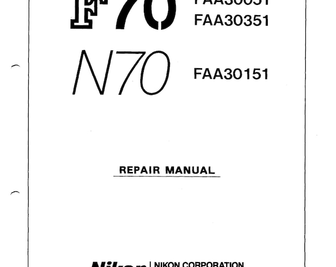 Nikon F70 repair manual  - Service Manual - Workshop Manual -  PDF Download