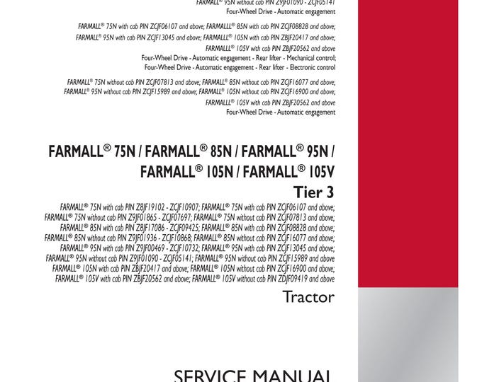 Case Farmall  75N Farmall  85N Farmall  95N Farmall 105N Farmall  105V Tier 3 - Repair Manual - Service Manual-Shop Manua (Pdf Download)