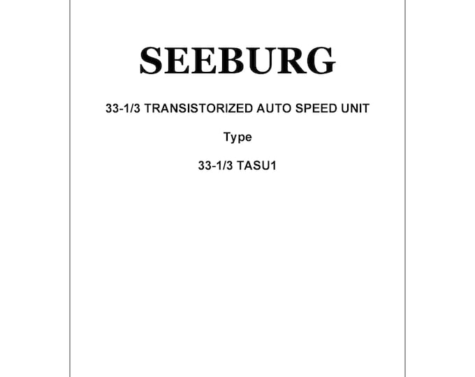 Seeburg TASU1 - Service Manual - Instruction Manual -  Wiring Diagram - Schematic - Operation Manual - Parts List