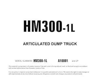 Komatsu HM300-1L Articulated Dump Truck Operation and Maintenance Manual - English