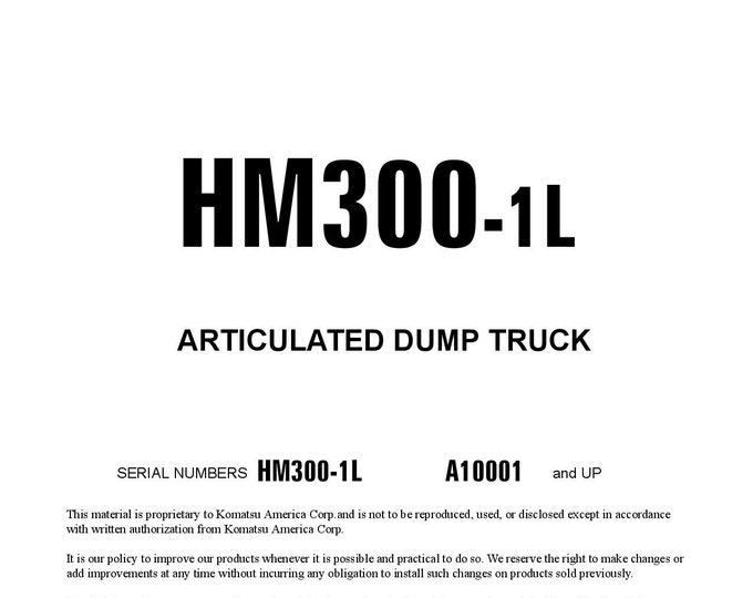 Komatsu HM300-1L Articulated Dump Truck Operation and Maintenance Manual - English