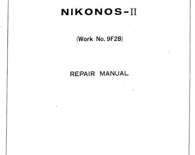 Nikon Nikonos II  - Service Manual - Workshop Manual -  PDF Download