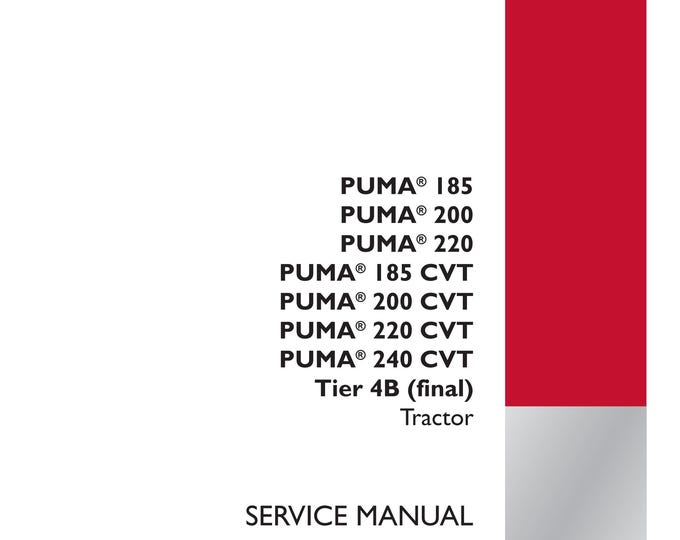 Case Puma 185 Puma 200 Puma 220 Puma 185 Cvt Puma 200 Cvt Puma 220 Cvt Puma 240 Cvt Tier 4B-Power Take-Off l-Repair Manual (Pdf Download)