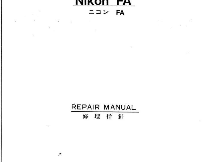 Nikon FA repair manual - Service Manual - Workshop Manual -  PDF Download
