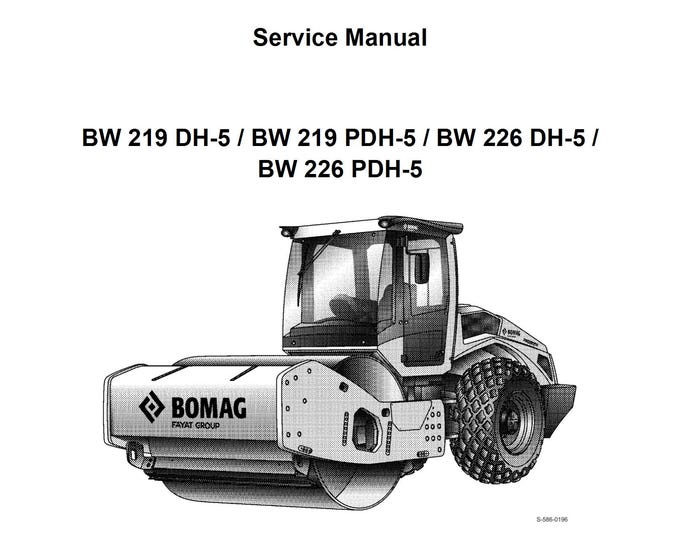 Bomag Single Drum Roller BW219DH-5 Service Manual 00840250 05.2018 - English  (Pdf Download)