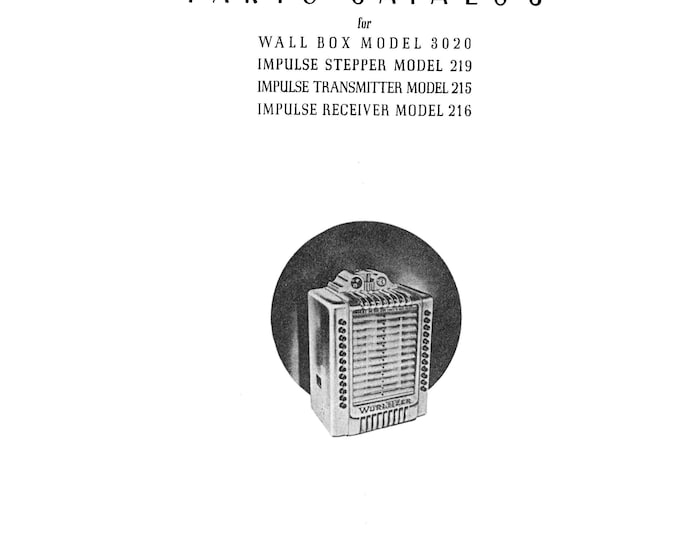 WURLITZER - 3020 Wall Box - Operating Instructions - Service Manual - User Manual - Schematic - Parts List