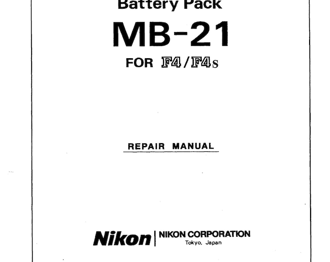 Nikon MB-21 - Service Manual - Workshop Manual -  PDF Download