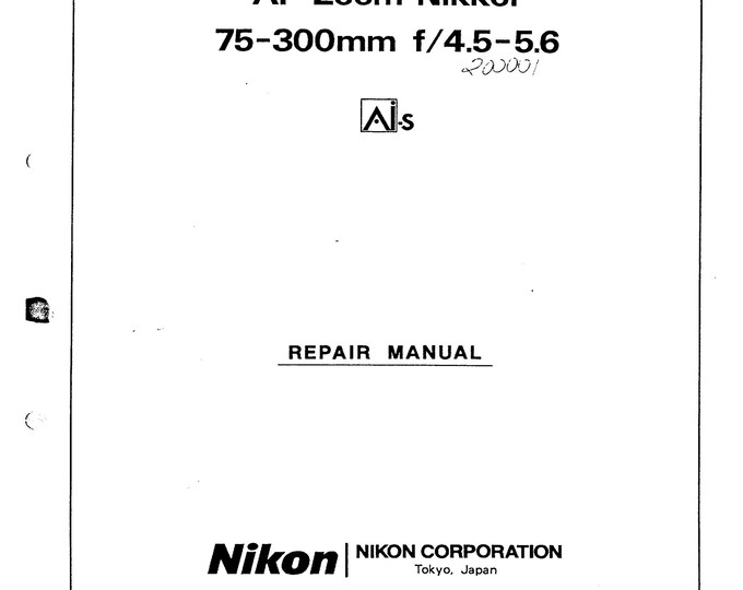 Nikon AF 75-300mm f4.5-5.6 - Service Manual - Repair Manual - Workshop Manual -  PDF Download