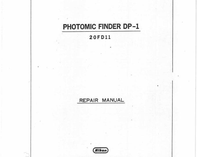 Nikon F2 Finder DP-1 - Service Manual - Repair Manual - Workshop Manual -  PDF Download