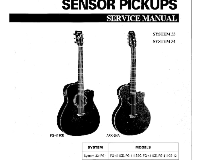 Yamaha -  Fg-411ce, Fg-411sec, Fg-441ce, Fg-411ce-12, Apx-4a, Apx-4-12a, Lw-5c, Apx-6a, Apx-6sa, Apx-6na - Manual- Instruction Manual