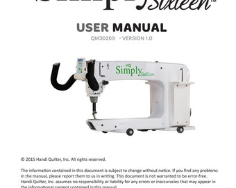 Handi Quilter Simply-Sixteen Sewing Machine Instruction Manual - User Manual - Complete User Guide