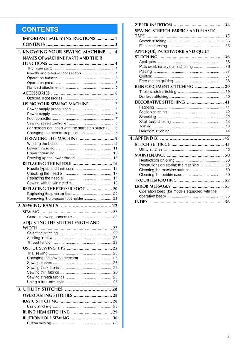 Brother CS6000I Sewing Machine Instruction Manual User Manual Complete