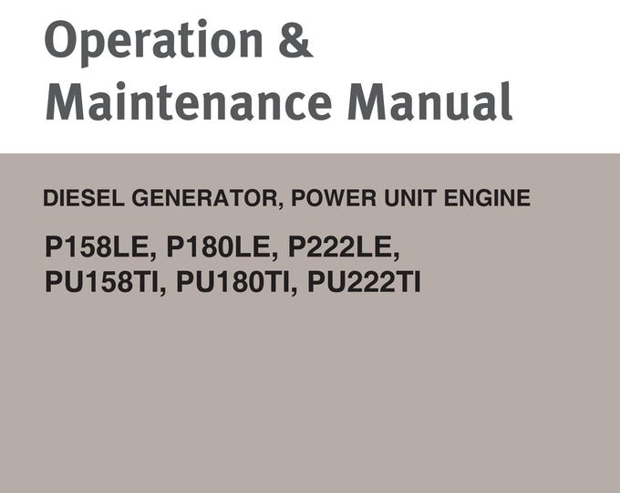 Doosan - Daewoo - P158LE, P180LE, P222LE, PU158TI, PU180TI, PU222TI - Operation Manual - Maintenance - Service Manual - Workshop Manual