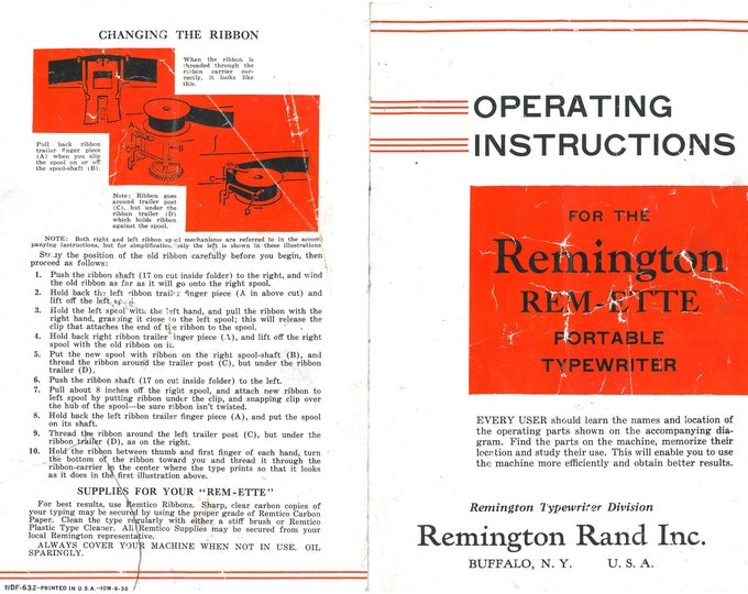 Remington Rem-ette  Typewriter Instruction Manual - User Manual - Complete User Guide