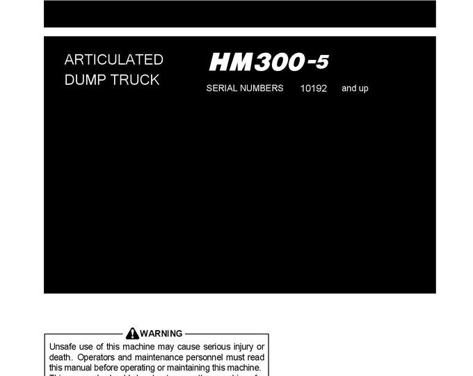 Komatsu HM300-5 Articulated Dump Truck Operation and Maintenance Manual - English