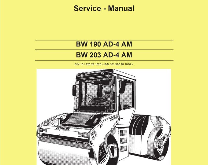 Bomag Roller BW 203 AD-4 AM Service Manual 05.2011 00891756 - De (Pdf Download)