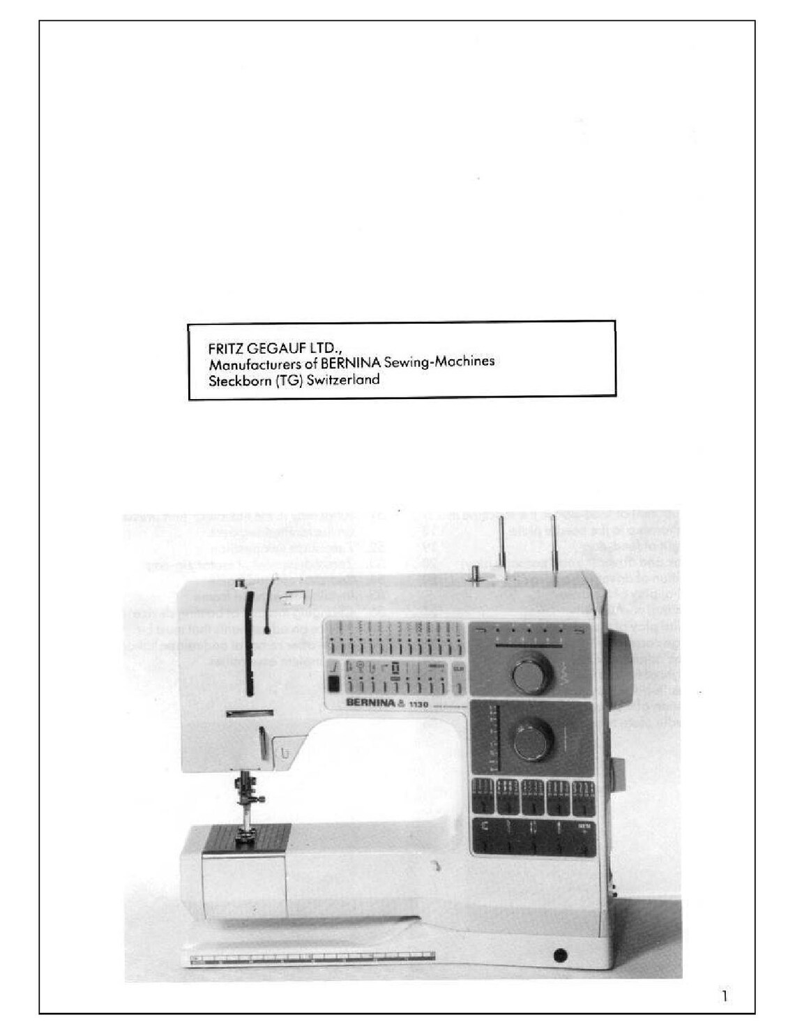 Bernina 1120 1130 Sewing Machine Service Manual English Etsy