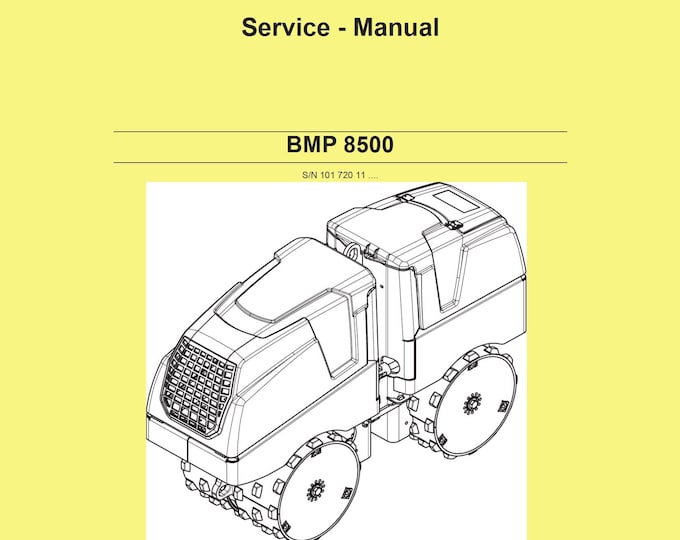 Bomag Multi-purpose Compactor BMP 8500 Service Manual 01-2010 00891577  - English  (Pdf Download)