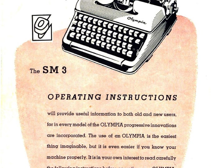 Olympia SM3 Typwriter Instruction Manual - User Manual - Complete User Guide