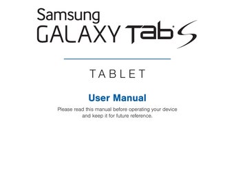 Samsung Galaxy Tab S - Owners Manual - User Manual - Instruction Manual - English