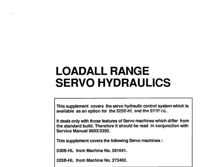 JCB Loadall Range 9803-3352 - Service Manual (Pdf Download)