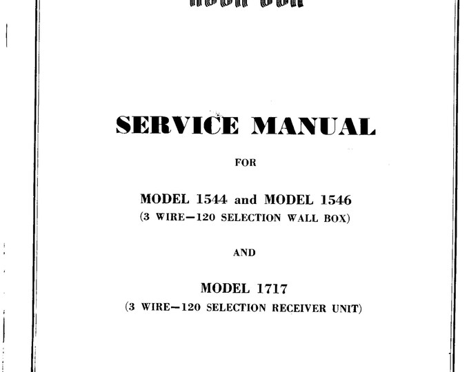Rock-Ola - 1544 - 1546 - 1717 - Phonograph - Service Manual - Repair Manual - Service Manual - Workshop Manual - English