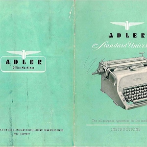 Adler standard universal Typewriter Instruction Manual - User Manual - Complete User Guide
