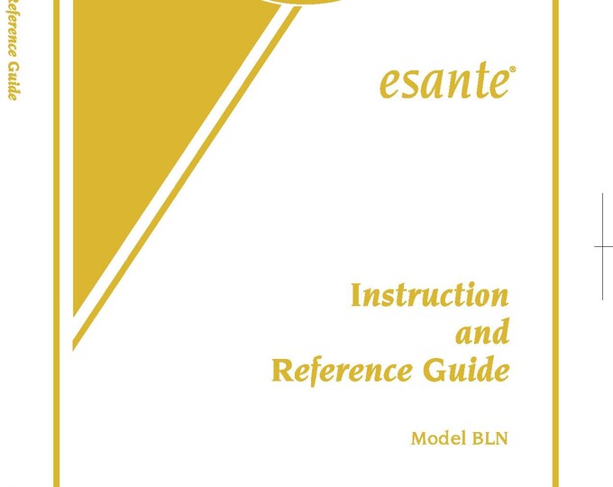 Baby Lock esante BLN Sewing Machine Instruction Manual - User Manual - Complete User Guide - English