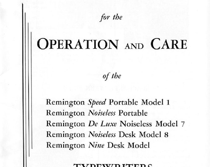 Remington Typewriter Instruction Manual - User Manual - Complete User Guide