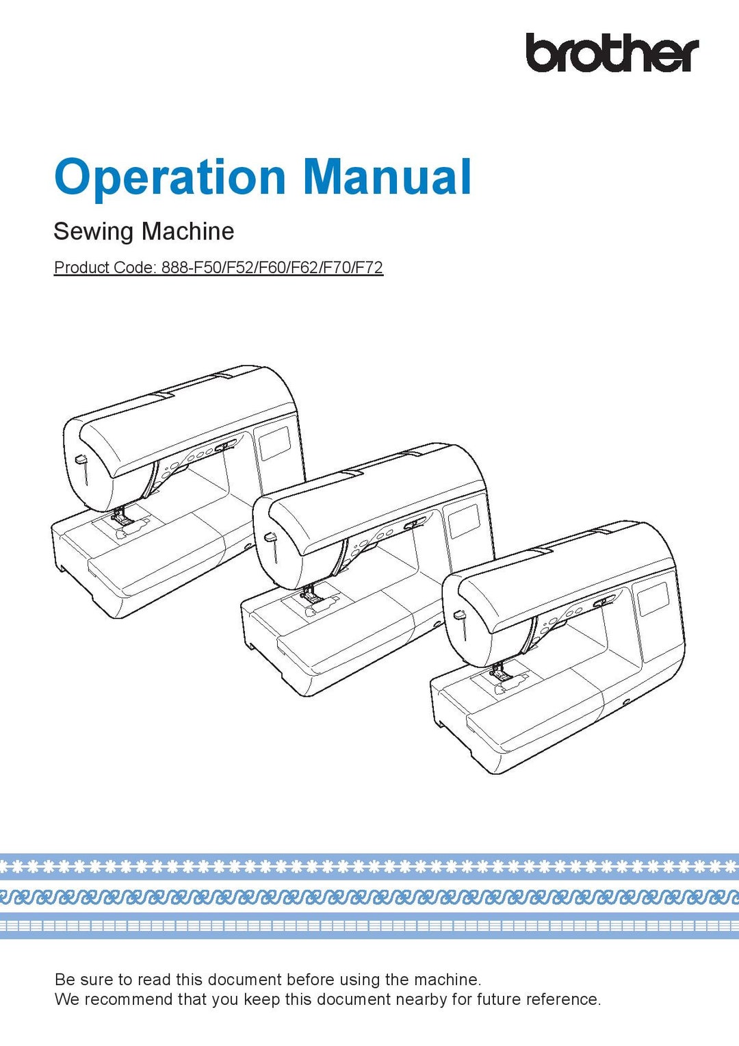 Brother Innovis BQ950 Sewing Machine Instruction Manual User Manual