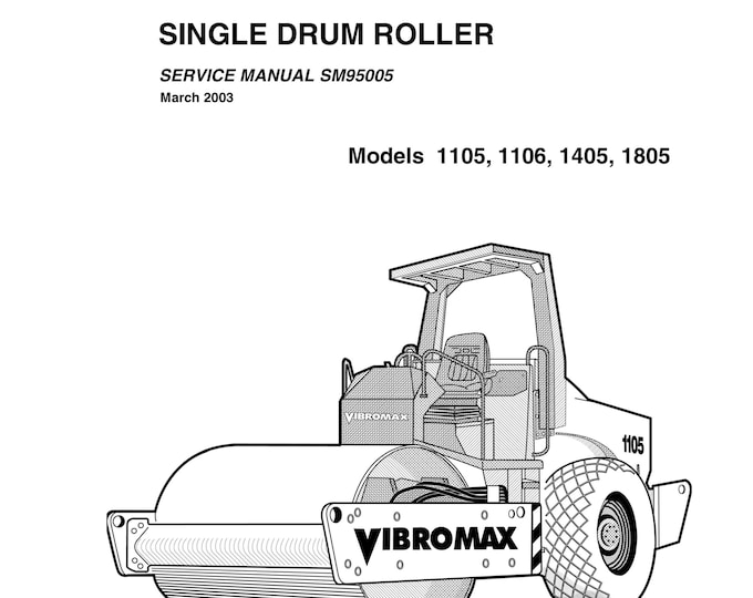 Vibromax Models 1105, 1106, 1405, 1805 - Workshop Manual - Service Manual - Parts Manual - Owners Manual (pdf Download)