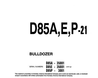 Komatsu D85A-21 Bulldozer Operation & Maintenance Manual (PDF Download)