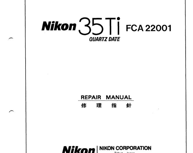 Nikon 35 TI - Service Manual - Repair Manual - Workshop Manual -  PDF Download
