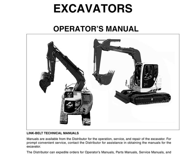 Linkbelt 75 - 135 Operators Workshop Manual  (PDF Download)