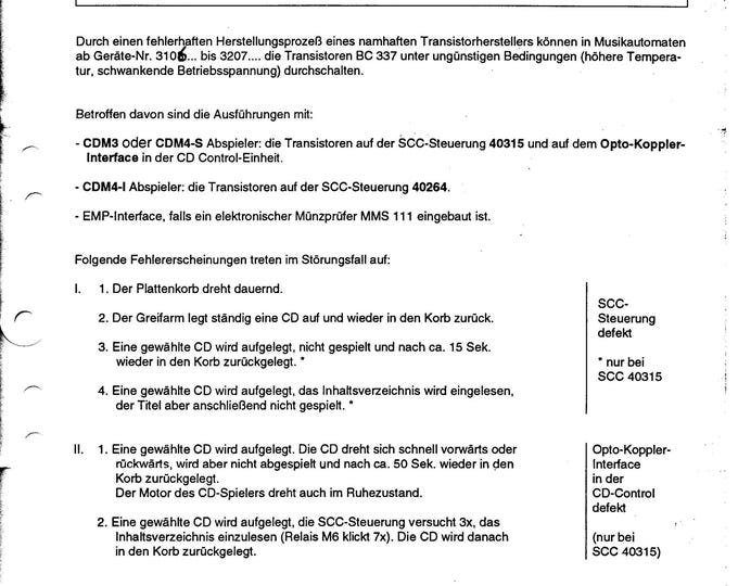 WURLITZER - SI-MA-44AVC - Cd Control Board - Si-Ma-48 - Defective Transistors - No3106x-No3207x  - Operating Instructions - Service Manual