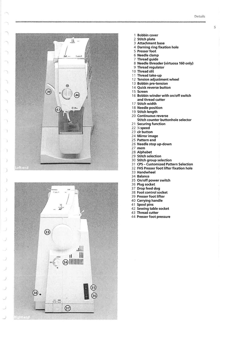 BERNINA Virtuosa 150 160 Sewing Machine Instruction Manual User Manual