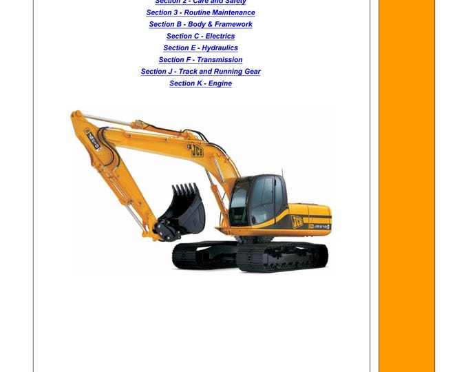 JCB JS200, JS210, JS220, JS240, JS260 - 9803-6510 - Workshop Manual - Service Manual - Parts Manual - Owners Manual (PDF Download)