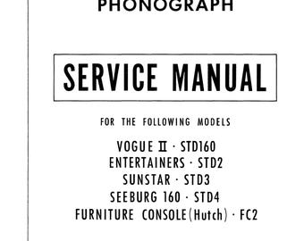 Seeburg - Vogue II - Jupiter std160 - Entertainers std2 - Sunstar_std3_160_std4 STD160 ESTD160 - Service - Operation Manual - Parts list