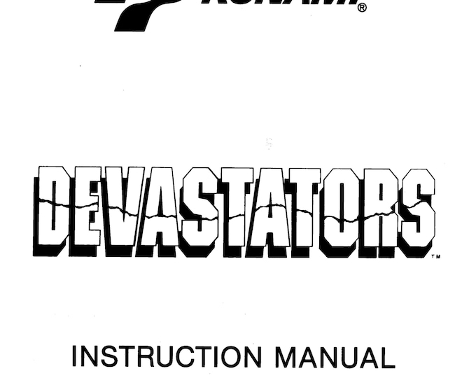 KONAMI - DEVASTATORS  - Service Manual - Parts Manual - Owner manual -  Pdf Download