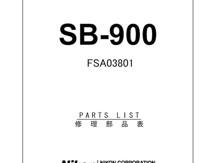 Nikon SB-900 Part List - Service Manual - Workshop Manual -  PDF Download
