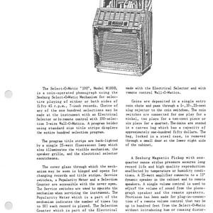 Seeburg -  M100B - Service Manual - Instruction Manual -  Wiring Diagram - Schematic - Operation Manual - Parts List