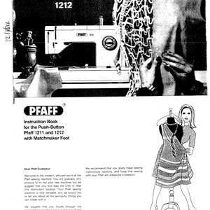 Pfaff 1211-1212 symaskin bruksanvisning - engelska