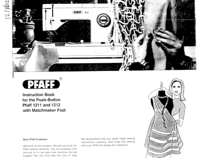 Pfaff 1211-1212 Sewing Machine Instruction Manual - User Manual - Complete User Guide - English