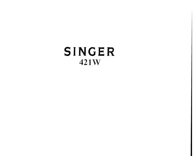 Singer-Class-421W-Service-Manual Repair Manual - English
