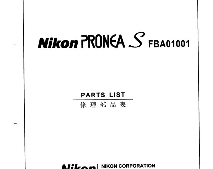 Nikon Pronea S - Service Manual - Workshop Manual -  PDF Download