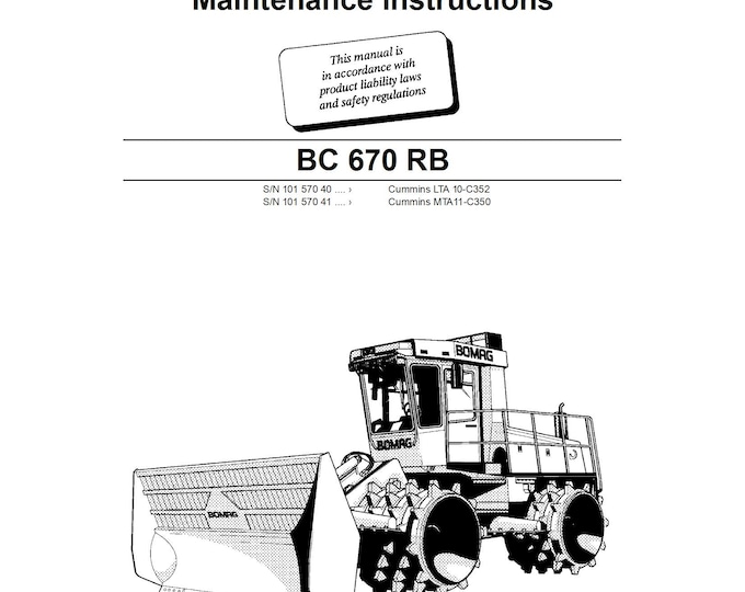 Bomag BC670 RB Operating & Maintenance Instructions 00816061 - 1997- English (PDF Download)