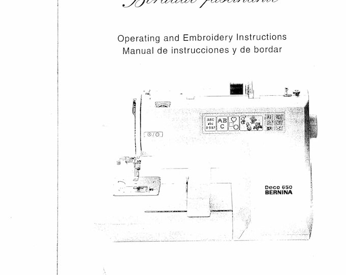 Bernina Deco 650 Sewing Machine Instruction Manual - User Manual - Complete User Guide - English