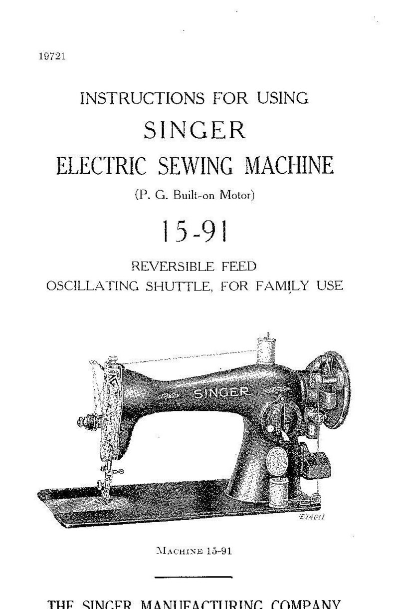 SINGER 1591 Sewing Machine User Manual Instruction Manual User Guide